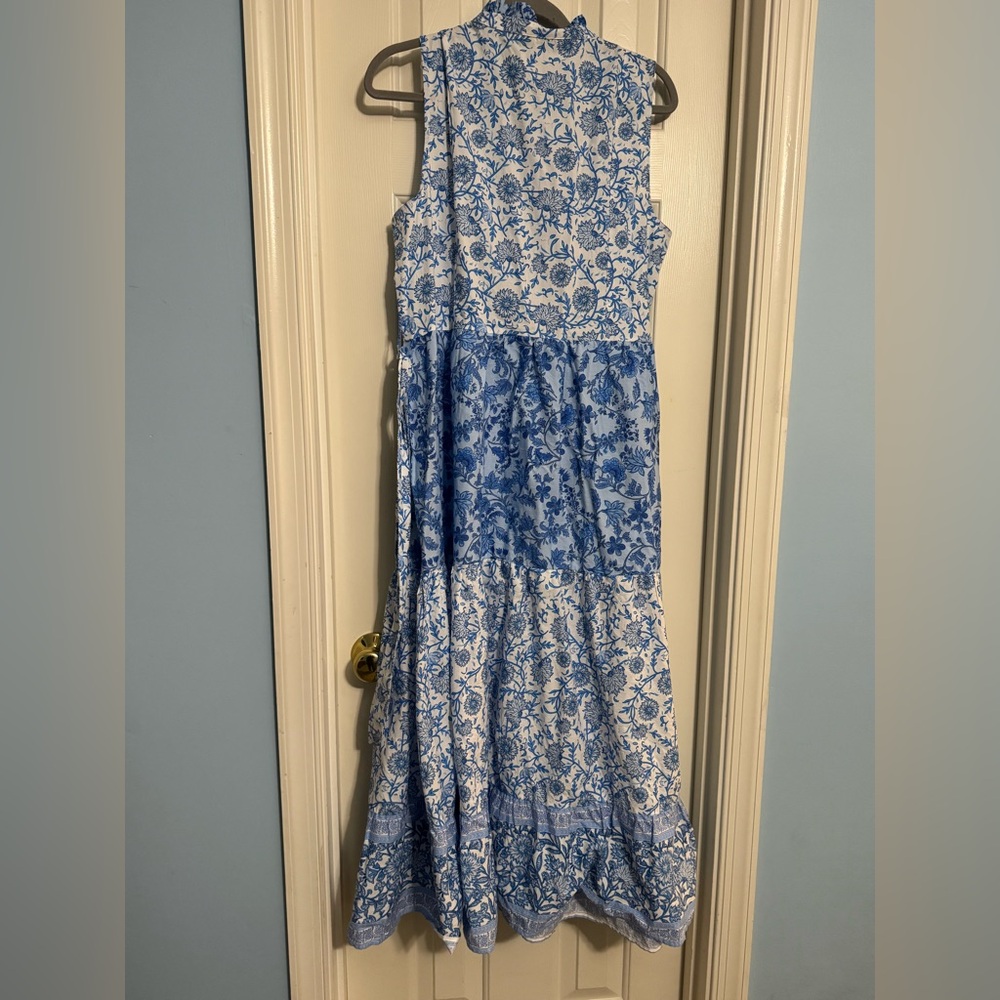 CeCe Blue and White Floral Midi Dress - Picture 5 of 6